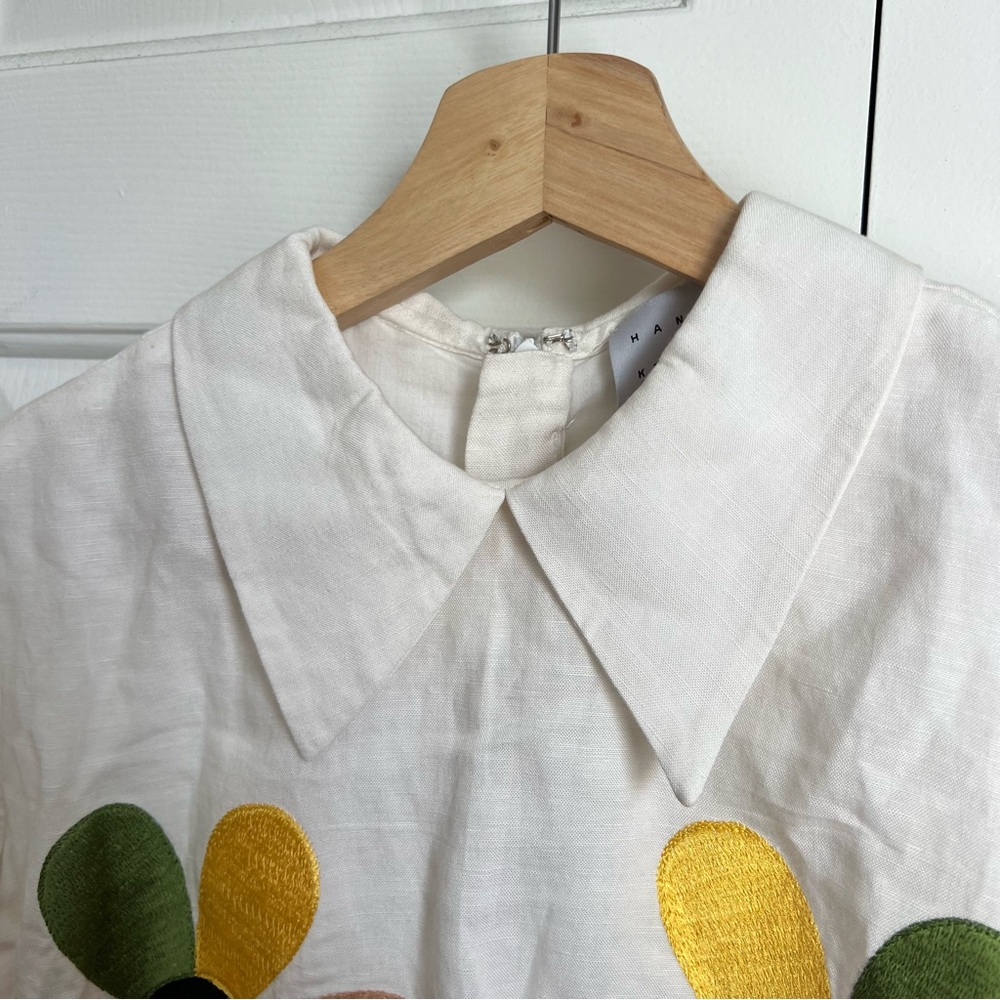 Hannah Kristina Metz Florence Dress Embroidered Happy Face flowers Retro Size 4 - Picture 5 of 12
